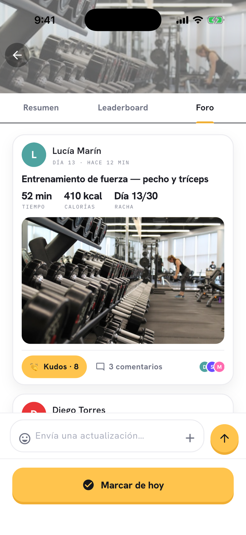 Captura de la app WIP.: Kudos, no likes